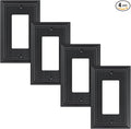 4-Pack Classic Beadboard Decorator Wall Plate Cover, Black Decorative Switch Plates and Outlet Covers, Durable Natural Bamboo Fiber Wall Plates for Electrical Outlets, Receptacle, GFCI Outlet