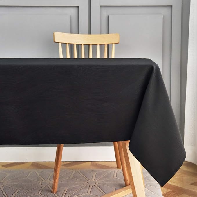 maxmill Square Tablecloth Swirl Design Spillproof Wrinkle Free Heavy Weight Soft Table Cloth Decorative Fabric Table Cover for Outdoor and Indoor Use Square 70 x 70 Inch Black