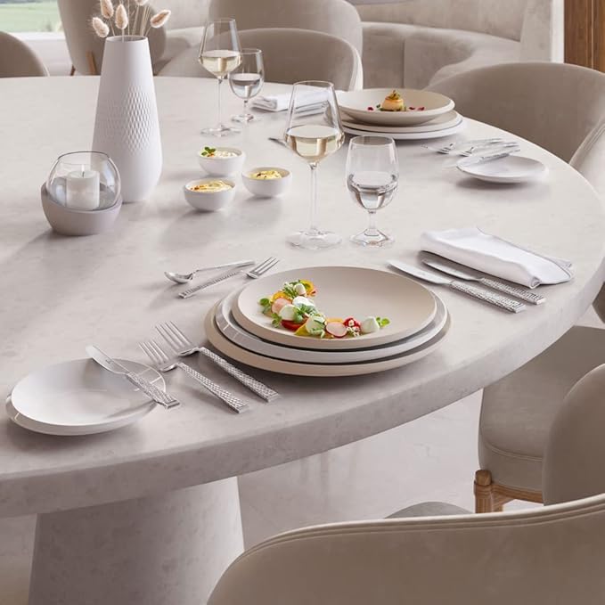 Villeroy & Boch NewMoon, Modern Dinner Plate for Everyday Use, Premium Porcelain, Dishwasher Safe, White, 10.6 in