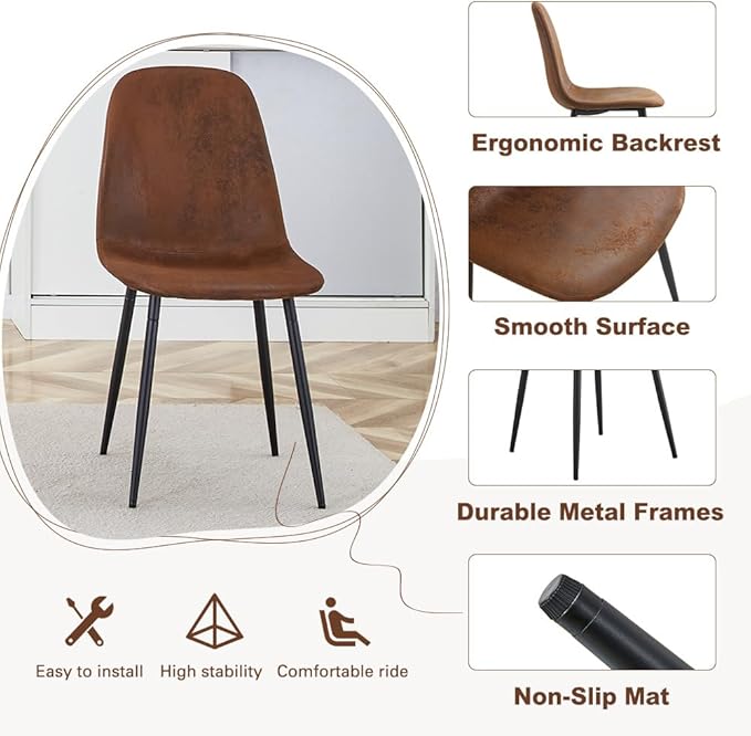 Round Dining Table Set for 4｜42"-54" Extendable Dining Room Table Set｜Wooden Kitchen Table with 4 Chairs｜Mid Century Modern Dinner Table Set with Cross Legs｜Easy Assembly｜Space Saving