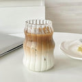Vintage Ribbed Glassware Water Tumbler, 18 oz Aesthetic Ripple Glass Tumbler by Dxmimer