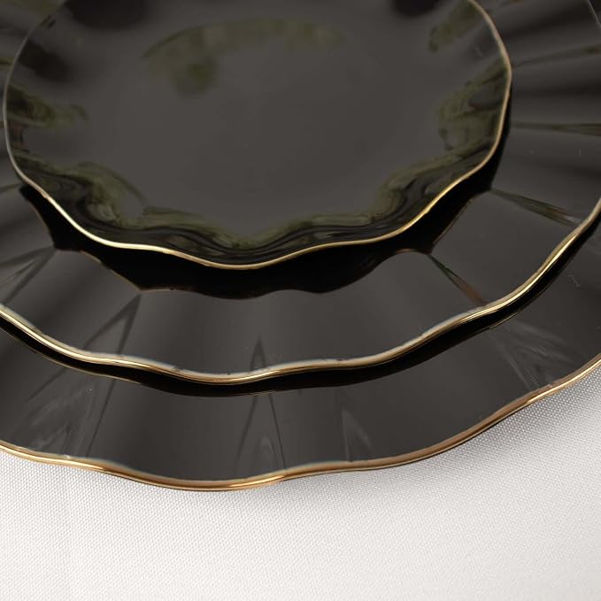 Efavormart 11" Dinner Plates – Set of 10 Plastic Black Round Disposable Plates - Image 8
