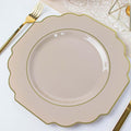 Taupe Hard Plastic Dinner Plates, 50 Pack 11" Disposable Round Baroque Plates by TCFLinen