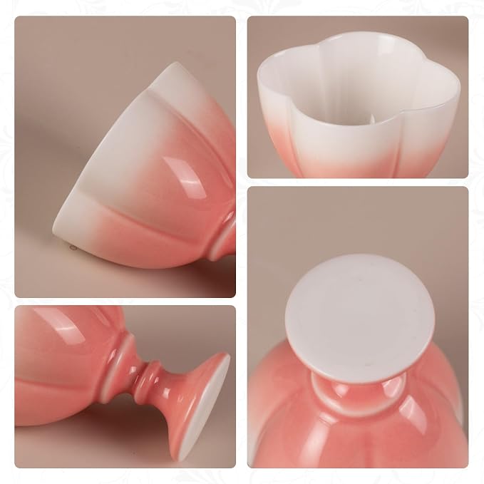 KAMMAK Tea Cup, 1.8oz Small Ceramic Tea Cups Set of 2 - Image 5
