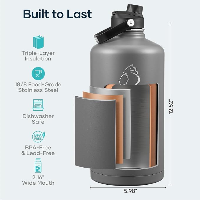 BUZIO 1 Gallon Water Bottle Insulated - Image 4