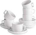 Tea Cups and Saucers Set, 8 OZ White Porcelain Coffee Cups | British Tea Set of by CHILDIKE