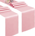 VACVELT Blush Pink Satin Table Runners, 12x72 Inch, 2 Pack, Scalloped Edge | by VACVELT