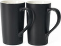 20 OZ Large Ceramic Coffee Mug Simple Pure Black Mug Set of 2 Plain Tall Milk by Momugs
