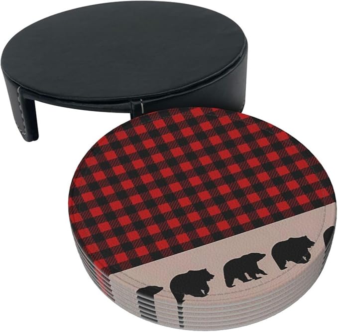 6 Pcs Bear Plaid Red Black Buffalo Deel Elk Moose Abstract Mountain Tree - Image 3
