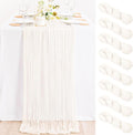8 Pack Ivory White Cheesecloth Table Runner Rustic Gauze Centerpiece | by MLMC