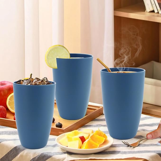20 OZ Large Drinking Cups, Wheat Straw Cups Set of 6, Unbreakable Plastic - Image 7