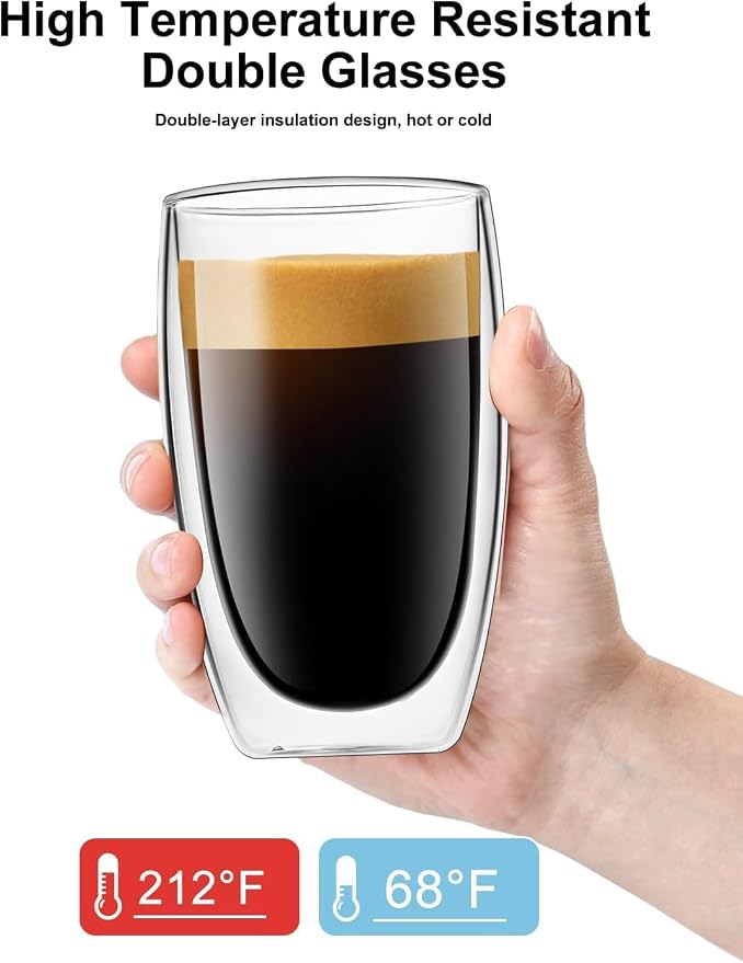 DOPUDO 17oz Double Wall Glass Coffee Mugs Set of 2, Insulated Coffee Mug - Image 4