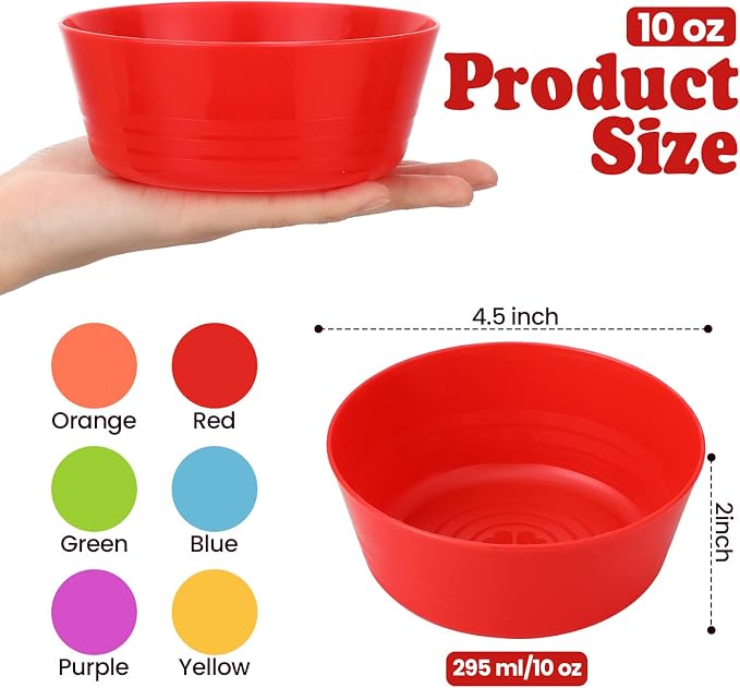 Foaincore Kids Plastic Bowls 10 oz Cereal Snack Microwave Dishwasher Safe - Image 2