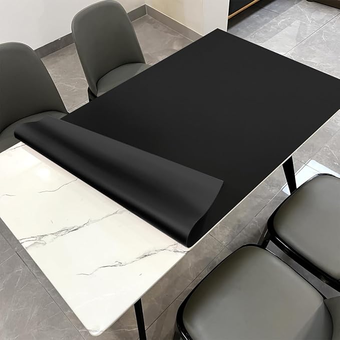 Dining Table Pad Protector - 44x64 Inch Waterproof Easy to Clean Can Conceal Flaws Protector The Table Top from Scratches Used for Dining (Black+Black 44x64)