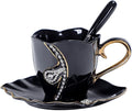 7 Oz Luxury Rhinestone Ceramic Coffee Cup and Saucer Set by Unknown