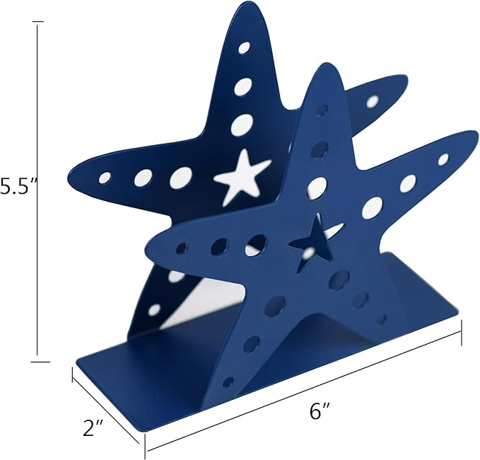 OIGUMR napkin holder farmhouse napkin holder 6x 5.5 inch (Blue Star, 1)