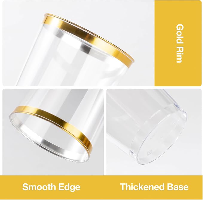Goodluck 50PCS 10oz Gold Plastic Cups - Image 3