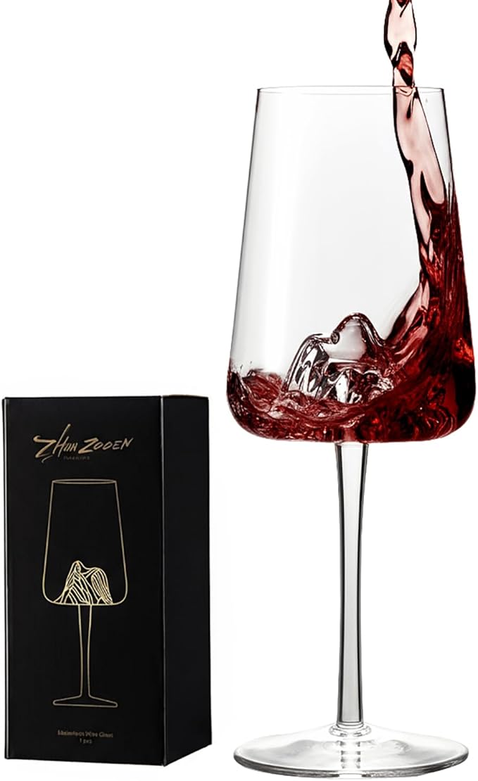 16oz Wine Glasses Set of 1,Unique Mountain Wine Glasses for Red Wine, White Wine Glasses,Suitable for Anniversary Party, Wedding and Home，Single Pack