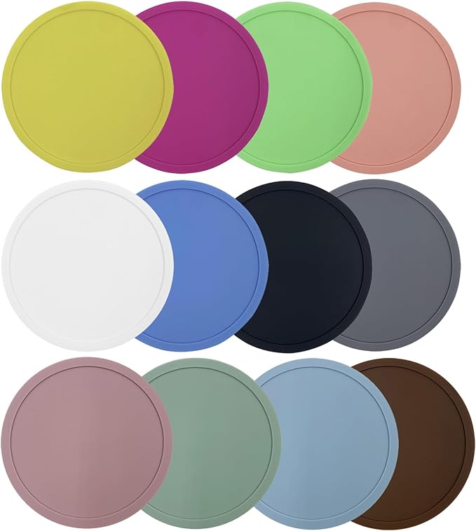 12PCS Silicone Coasters Sets, 4 Inch Drink Coasters for Hot Drinks, Coffee Table, Office Desk