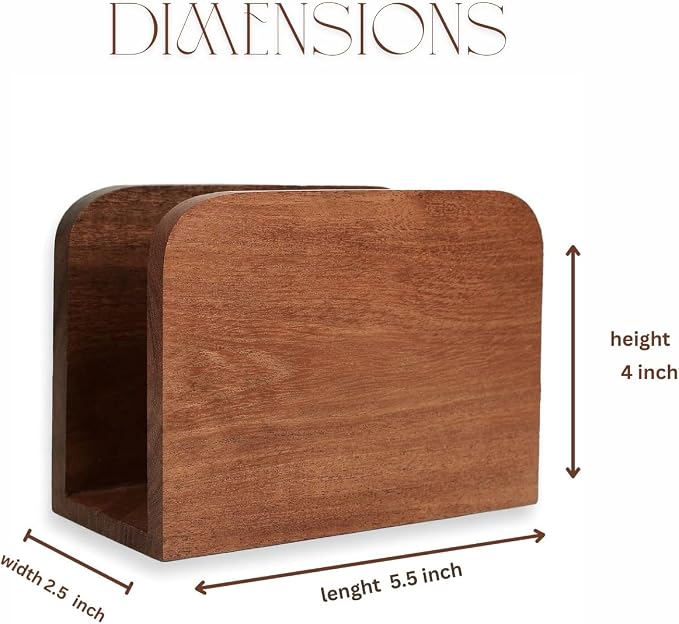 Wooden Napkin Holder for Table Acacia Wood Standing Paper Napkin Dispenser - Image 3