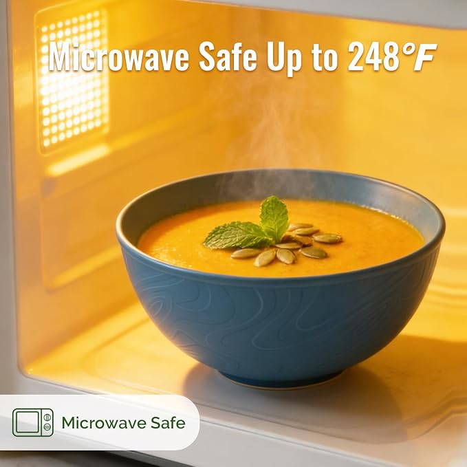 40 OZ Wheat Straw Bowls sets of 8, Anti-Scald Large Ramen Bowls - Image 4
