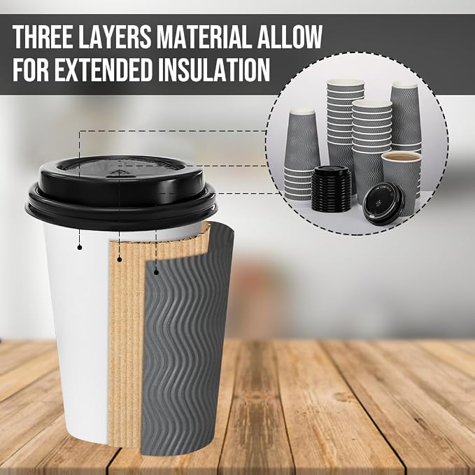 BYSNOW 500 Pack 16 oz Paper Coffee Cups - Image 2