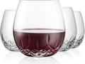 SHOSHIN Hand Cut Stemless Wine Glasses Lead-free Crystal Drinking Glass (15 Oz, Set of 4)