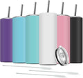 6 Pack Stainless Steel Skinny Tumbler, 20 OZ Double-Insulated Water Tumbler Cup by Deitybless
