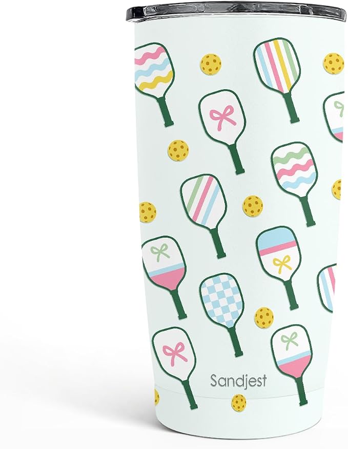 SANDJEST Pickleball Tumbler 20oz, Stainless Steel Travel Cup by SANDJEST