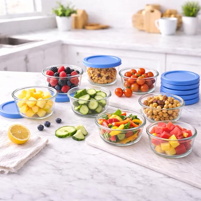 16-Piece Glass Food Storage Containers Set | 1-Cup, Leakproof | Microwave - Image 2
