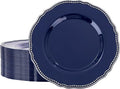 60 Pcs Blue Silver Dinner Plates by Hioasis