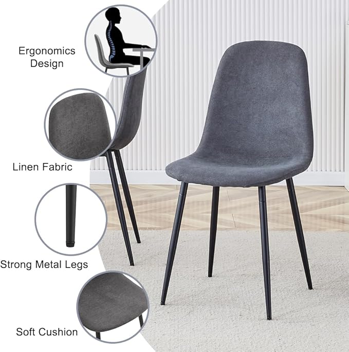 7 Piece Dining Table Set for 6,Modern 55'' Rectangle Wood Dining Table and Fabric Dining Chairs 6,Kitchen Table and Chairs for 6,Ideal for Kitchen Dining Room