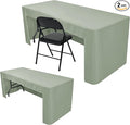 Nasitos 2 Pack Sage Green 8ft Tablecloth Fitted-Open Back Folding Table Cover Washable and Wrinkle Resistant Table Cloth for Trade Show, Book Fair, Career Fair, Convention, Events