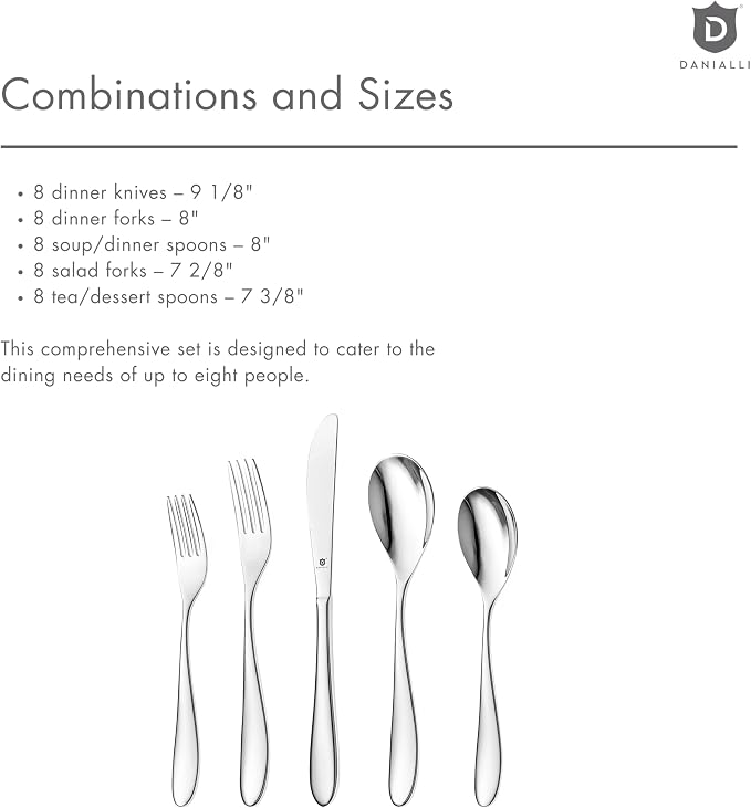 Silverware Set for 8 | 18/10 Stainless Steel Flatware Set | Mirror Finish - Image 8