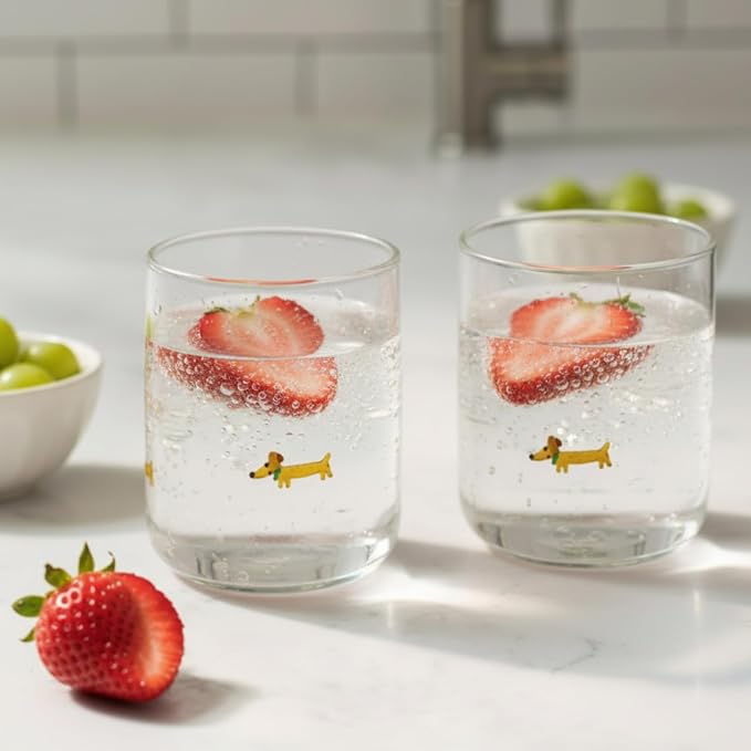 SiliFine 2 Pcs Dachshund Icon Juice Glasses - 14oz Cute Dog Stemless Wine - Image 3