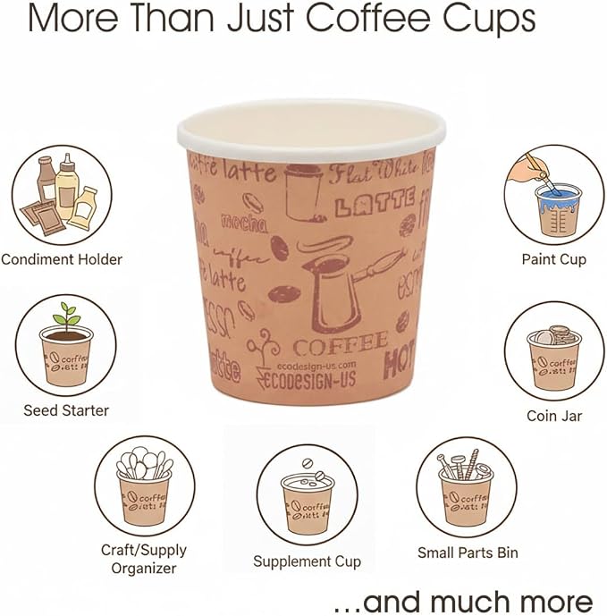 4 Oz Espresso Paper Cups with Black Lids - Image 5