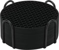Silicone Coasters Set of 8 with Holder,Coasters for Drinks,Beer,Coffee Coasters,Suitable for Kinds Cups,Hot or Cold,Anti-SLI,Non-Stick,Anti-Overflow Tabletop Protection and Decor (8 Pcs, Black)