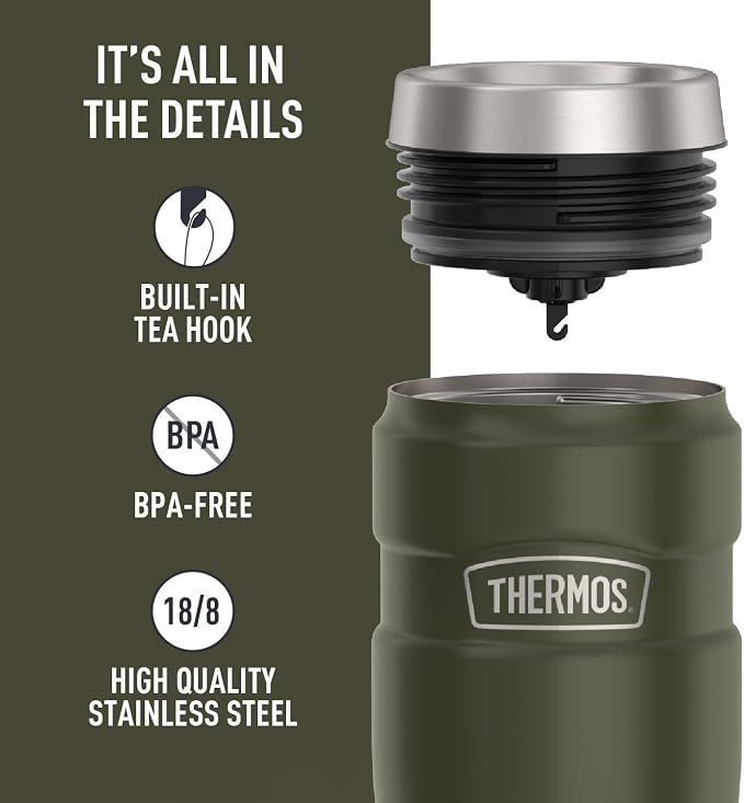 THERMOS Stainless King Stainless Steel Tumbler, Army Green | Vacuum-Insulated - Image 4