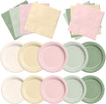 CMUSKO Pink and Green Birthday Decorations-60Pcs Dusty Pink Sage Green Plates & by CMUSKO