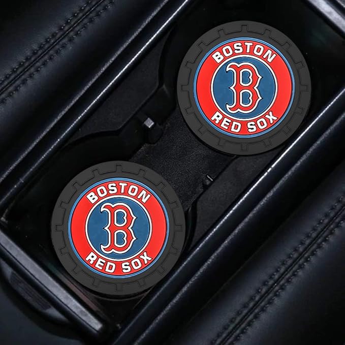Silicone Red Sox Car Cup Holder Coasters,Baseball Fans Car Coasters for Boston Red Sox Fans, Non-Slip Universal Fit Cup Holder Insert