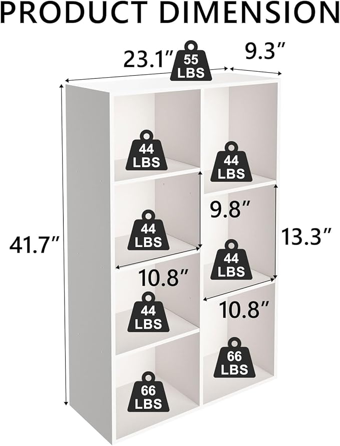 Cube Storage Organizer,Closet Organizers and Storage,Cube Reversible Bookshelf,Storage Shelf for Living Room,Home Office,Dining Room(White, 7-Cube)