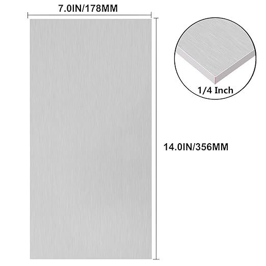 6061 T651 Aluminum Sheet Metal 7 x 14 x 1/4 Inch Flat Plain Aluminum Plate Covered with Protective Film, Heat Treatable Rectangle 6MM Aluminum Metal Plate for Industrial, Crafting