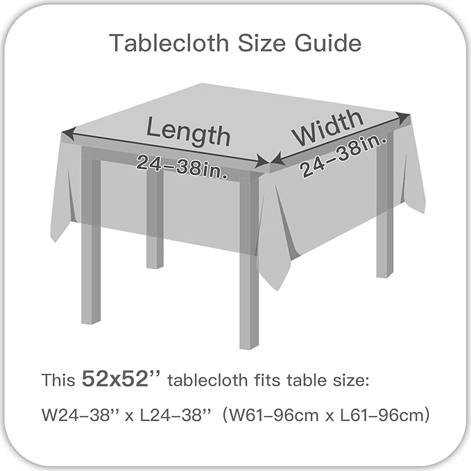 maxmill Square Tablecloth Weaved Texture Stain Resistant Waterproof Wrinkle Free Washable Soft Table Cloth, Decorative Fabric Table Cover for Dining Room Dinner Parties, 52 x 52 Inch, Light Grey