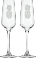 Rolf Glass Fresh Pineapple Champagne Flute | 5.75oz Toasting Glasses | Diamond-Wheel Engraved and Polished | Designed and Engraved in the USA | Lead-Free | Set of 2