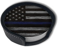 Thin Blue Line Leather Drinks Coasters by YISHOW