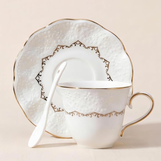 Tea Cup and Saucer Set for 1, 6.8 Oz | Coffee Cup - Image 7