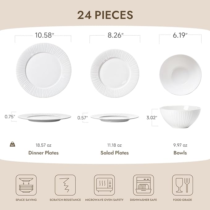 24Pc Bone China Dinnerware Set & 40Pc Flatware Combo Set - Image 2
