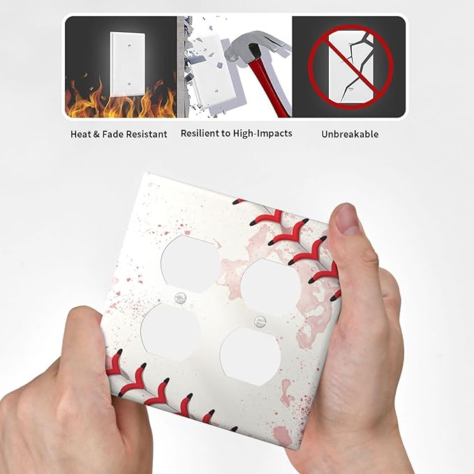 Light Switch Cover Baseball Sports Ball Game 2 Gang Decorative SwitchPlates Double Duplex Wall Plates Switch Plates and Outlet Covers for Bathroom Bedroom Decor