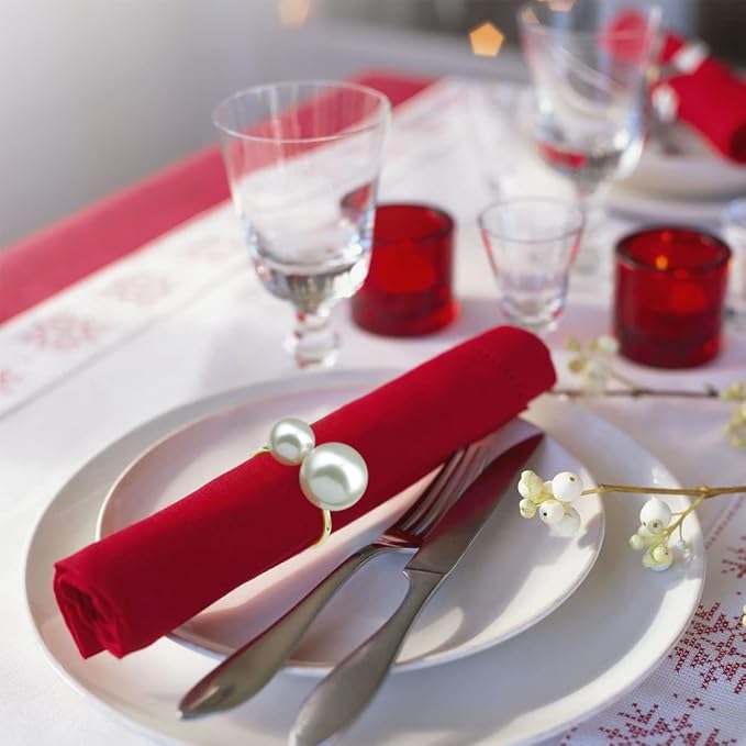 Napkin Rings - Pearl Gold Napkin Rings Set of 6 - Image 5