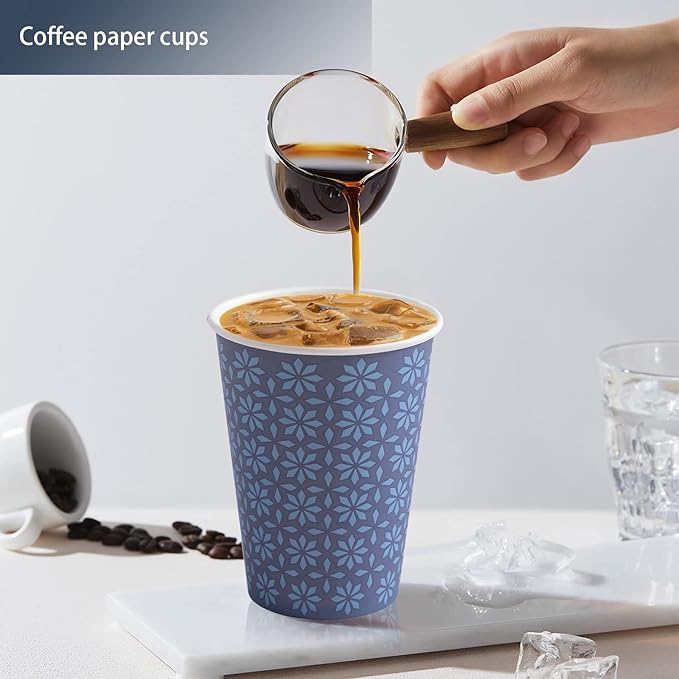 Clawsoff 210 Pack Paper Cups 16 oz Bulk Disposable Coffee Cups Navy Floral | - Image 5